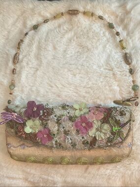 Mary Frances Vintage Floral Beaded Shoulder Bag
